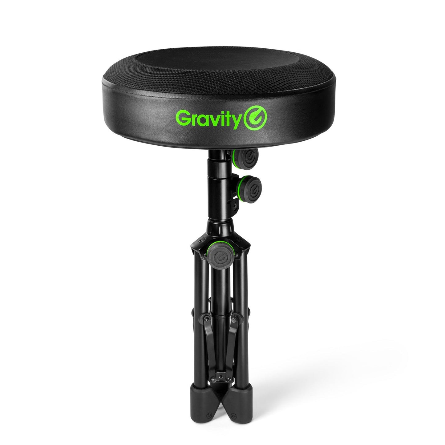 Gravity FD SEAT 1 Round Musicians Stool Foldable, Adjustable Height, Black (GFDSEAT1) (Open Box)