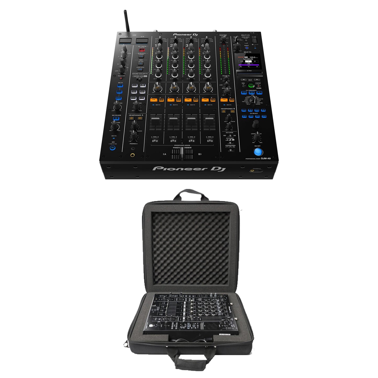 Pioneer DJ DJM-A9 4-Channel Digital Pro-DJ Mixer + Magma Bags CTRL Case