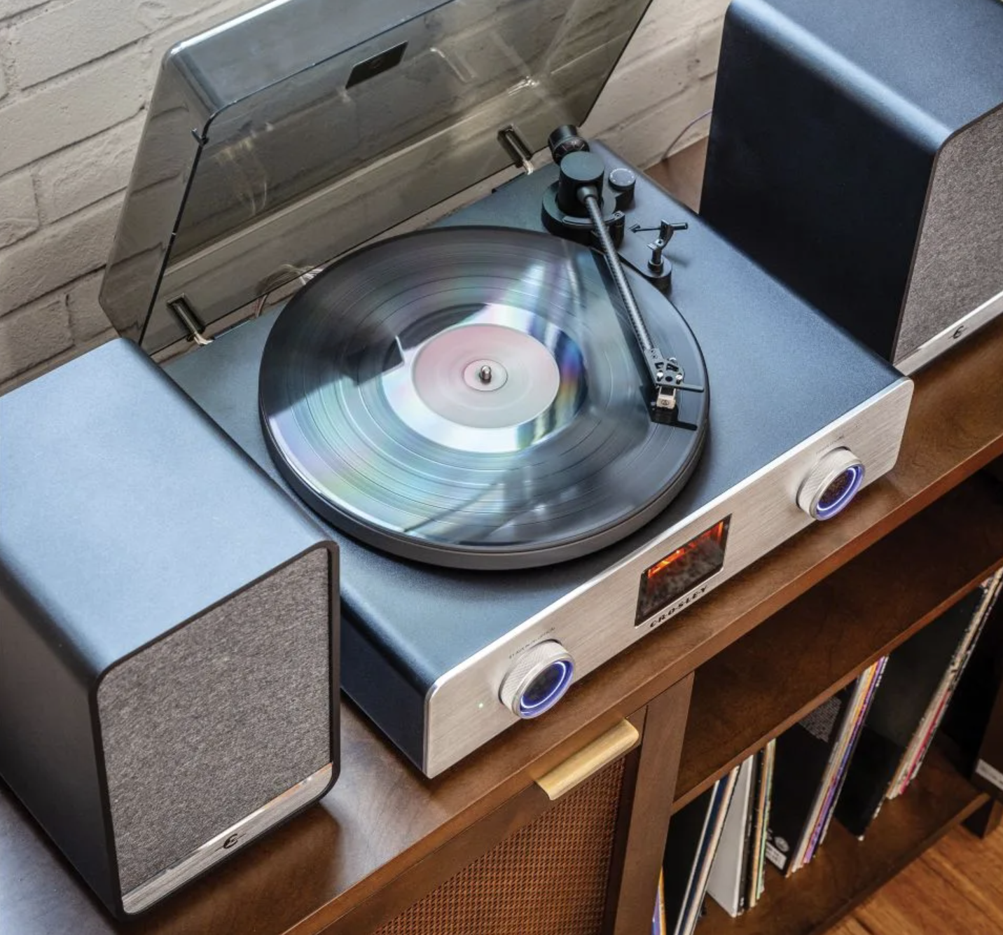 Crosley C92A-BK Belt-Drive Bluetooth Record Player Turntable with Speakers, Black