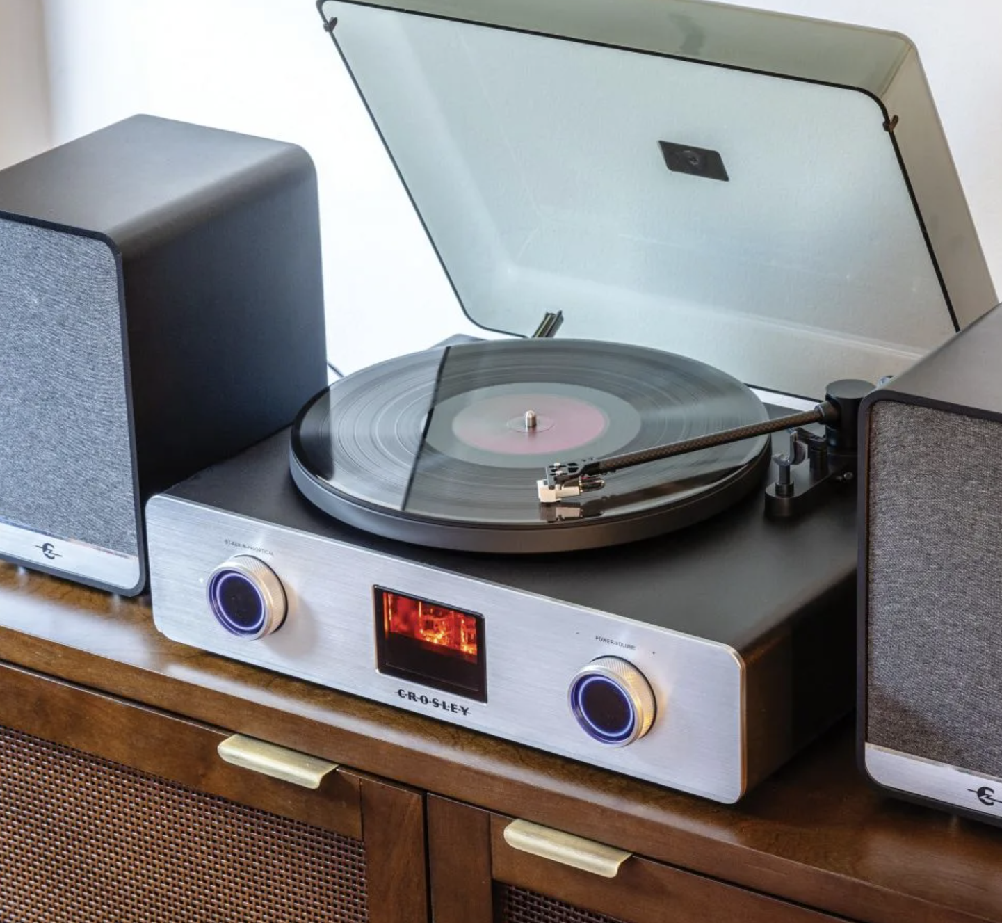 Crosley C92A-BK Belt-Drive Bluetooth Record Player Turntable with Speakers, Black