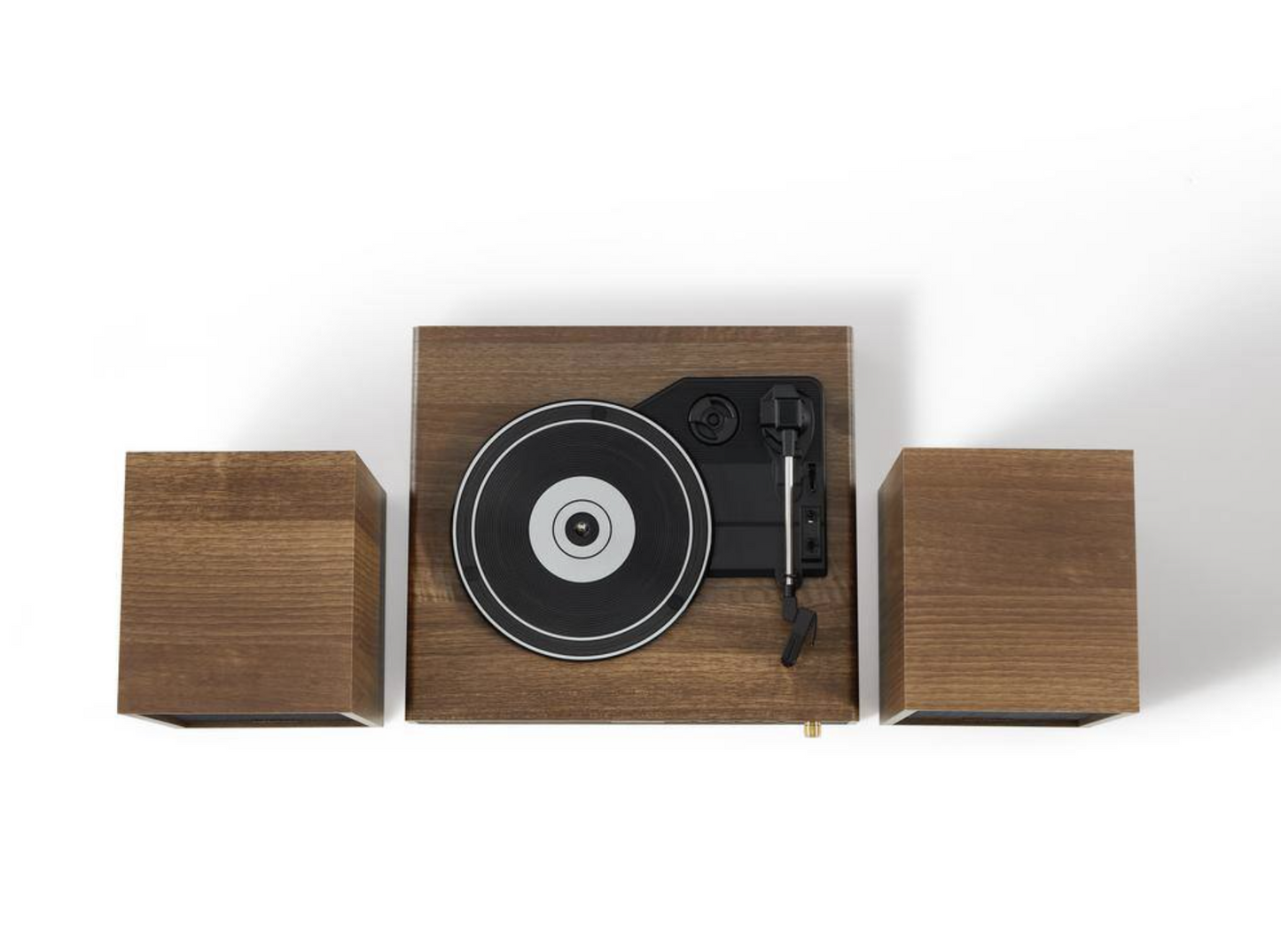 Crosley CR7019A-WA Alto 3-Speed Turntable Shelf System with Bluetooth, FM Radio, and Matching Stereo Speakers, Walnut