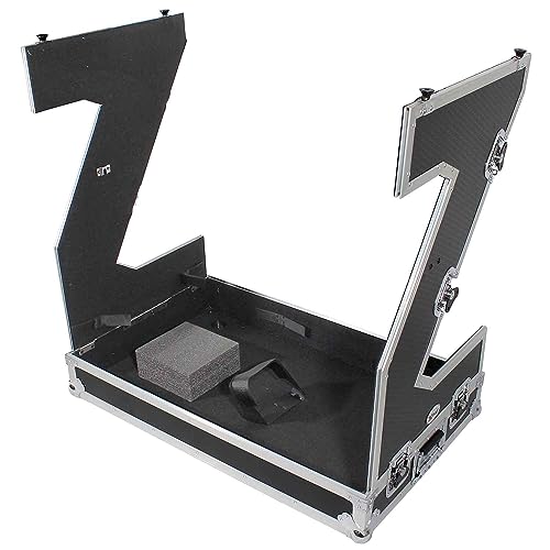 ProX DJ Z-Table Junior Compact Workstation Flight Case with Table and Wheels (Silver on Black)