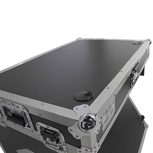 ProX DJ Z-Table Junior Compact Workstation Flight Case with Table and Wheels (Silver on Black)