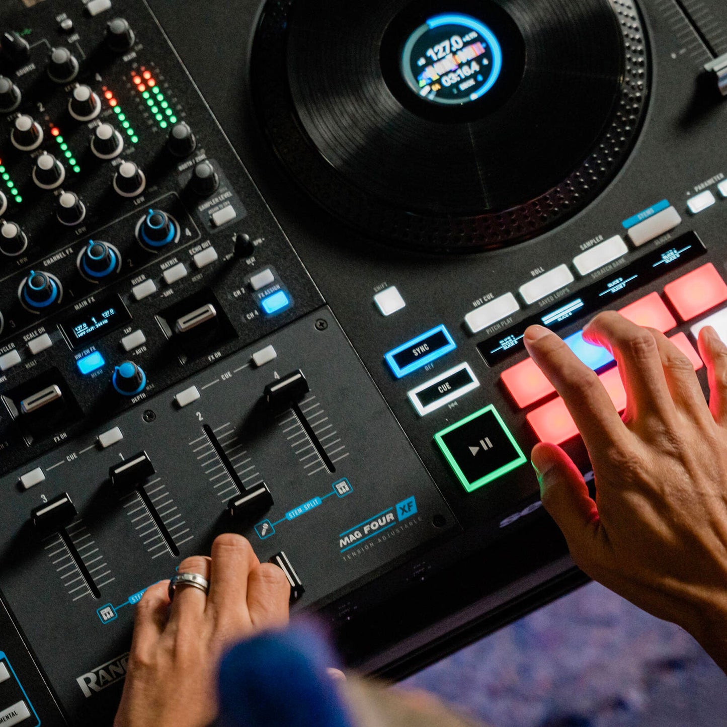 Rane Four Advanced Four-Channel Stems DJ Controller + Magma FLXGUARD DJ Controller Trolley