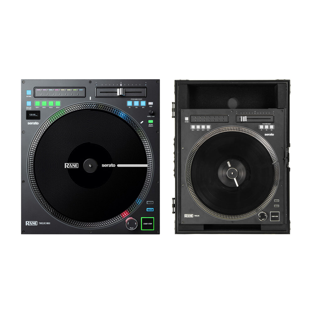 RANE DJ TWELVE MKII + Odyssey Innovative Designs Black Label Rane Twelve Motorized Turntable DJ Battle Controller Case (All Black)