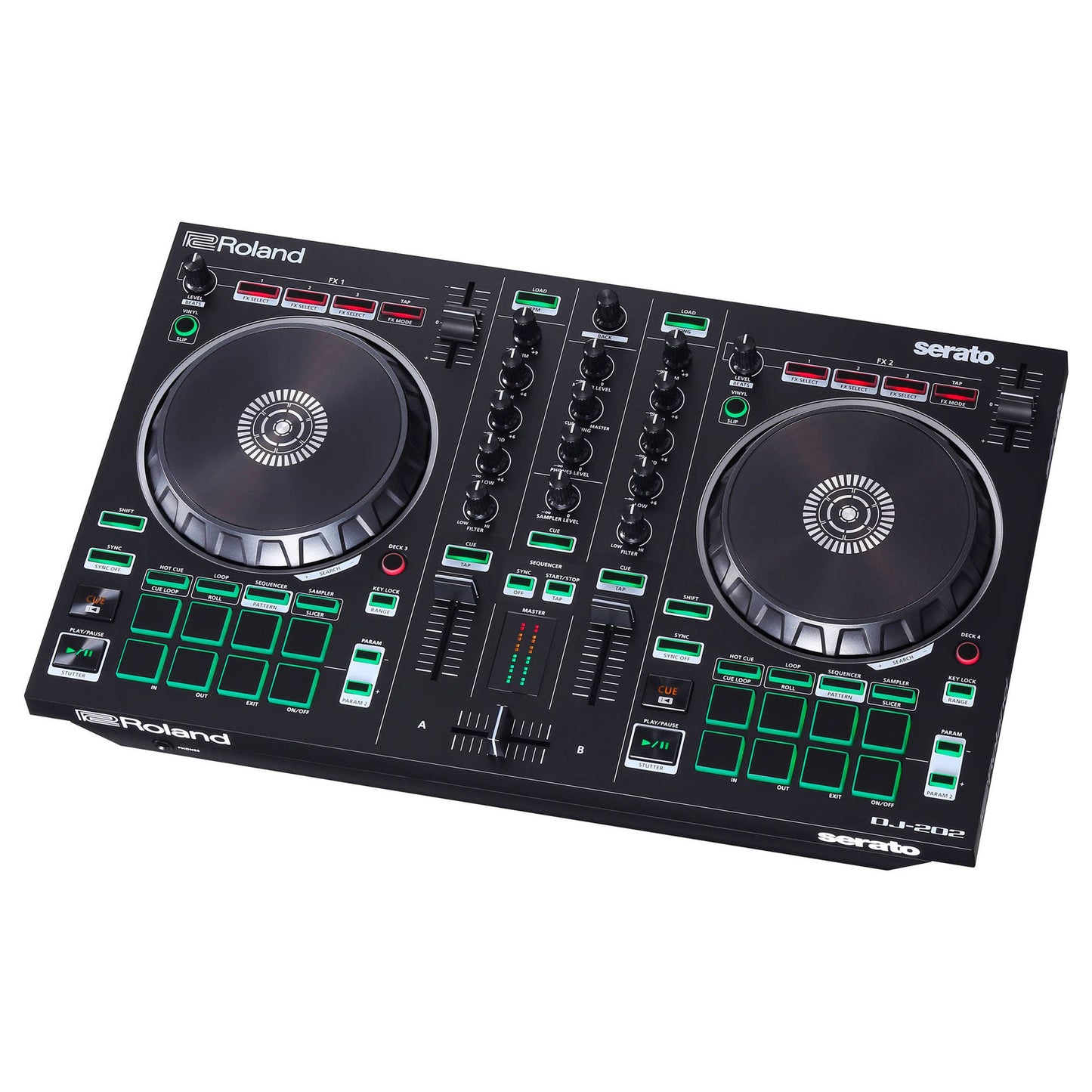 Roland DJ-202 2-Channel, 4-Deck DJ Controller & Full version of Serato DJ (Open Box)