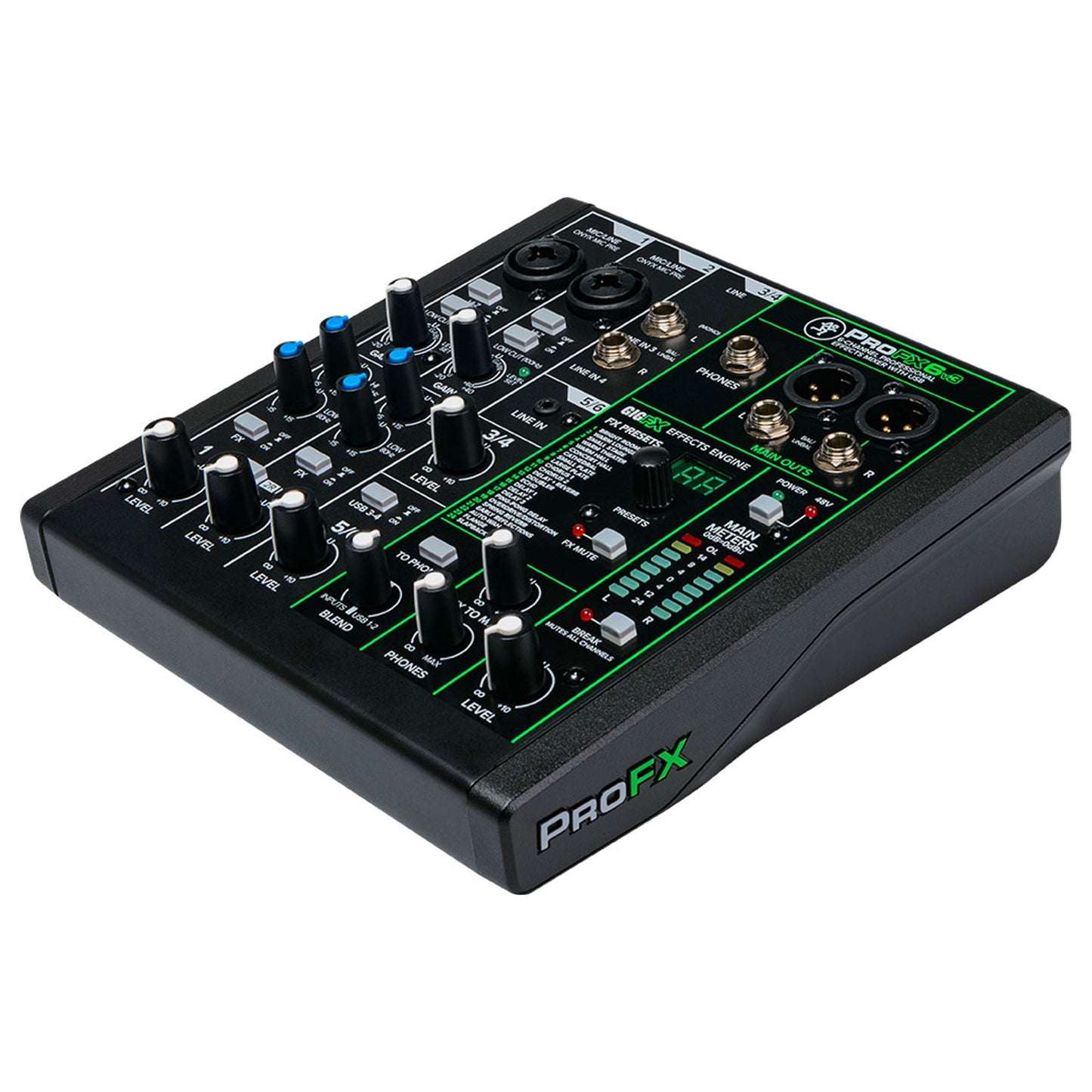 Mackie ProFXv3 Series, 6-Channel Professional Effects Mixer with USB, Onyx Mic Preamps and GigFX effects engine - Unpowered (ProFX6v3)