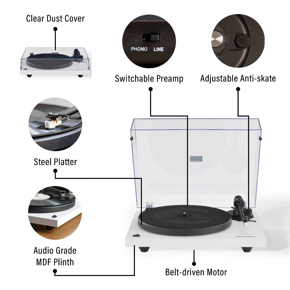 Crosley BALLANTINE'S X RZA C6 Record Player, White