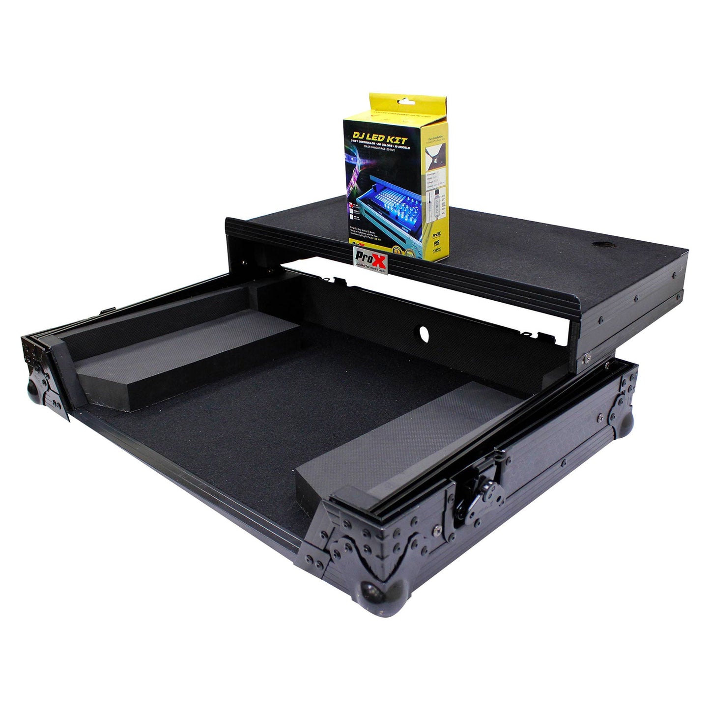 ProX Flight Case for Pioneer DDJ-SR2 Controller with Laptop Shelf and LED Kit (Black-on-Black) (Open Box)