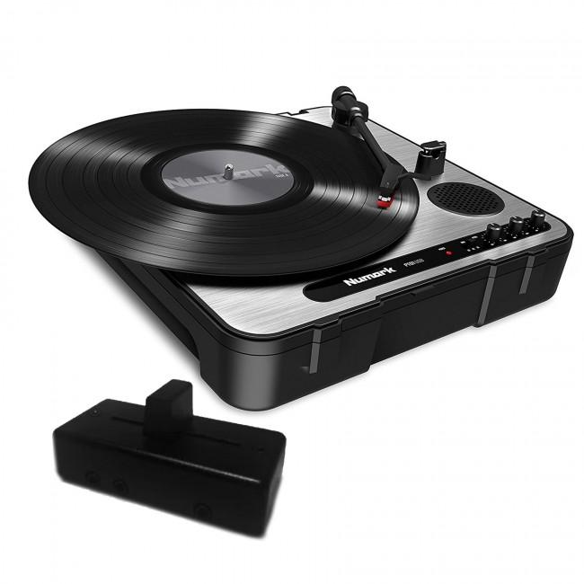 Numark PT01 USB Portable Turntable with Jesse Dean JDDX2R Fader in Darkness Black