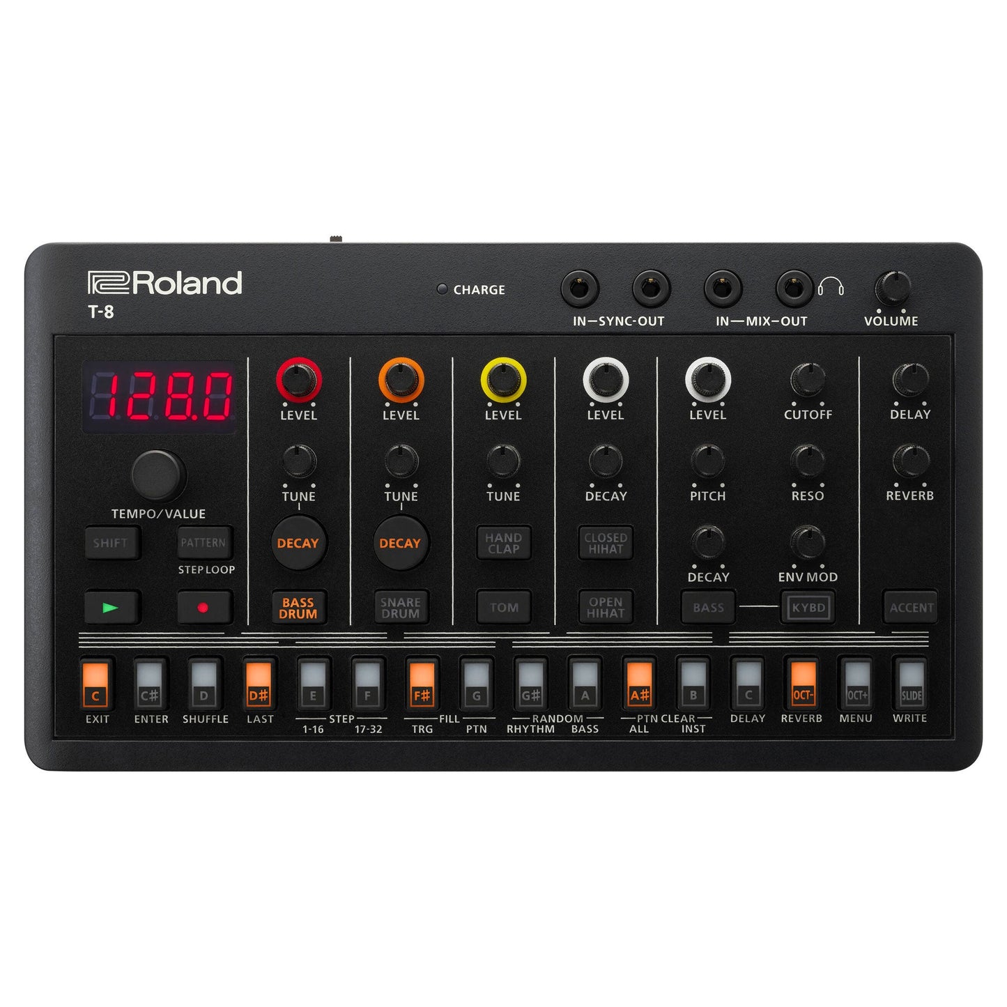 Roland AIRA Compact T-8 Beat Ultra-Portable Bass Machine Sounds | TR-REC Drum Sequencer | Six Rhythm Tracks | Built-in Effects | USB and MIDI Connectivity