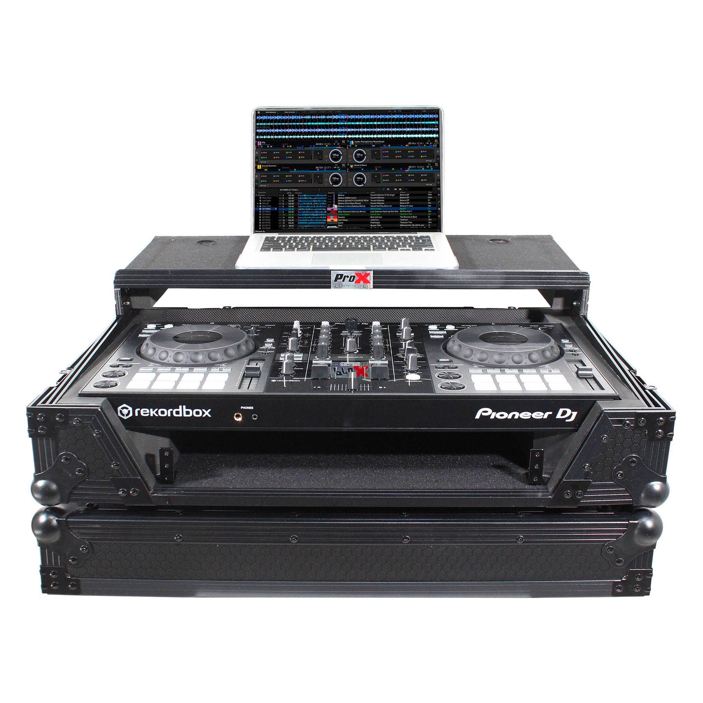 ProX XS-DDJ800 WLTBL Flight Case with 1 RU Rackspace and Wheels for Pioneer DJ DDJ-800 (Black on Black)
