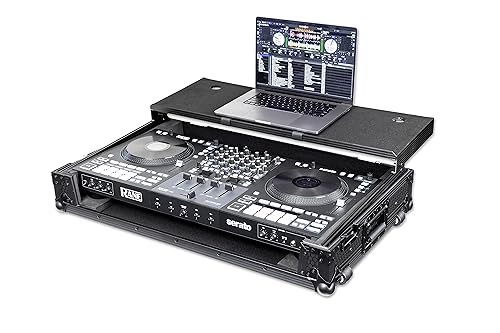 Headliner Pitch Black Flight Case with Laptop Platform and Wheels for RANE DJ FOUR and DJ PERFORMER (Black)