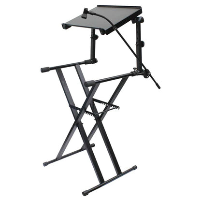 Odyssey Innovative Designs X-Stand Combo Dual-Tier Heavy-Duty Folding Stand with Microphone Boom & Laptop/Gear Shelf Black (Open Box)