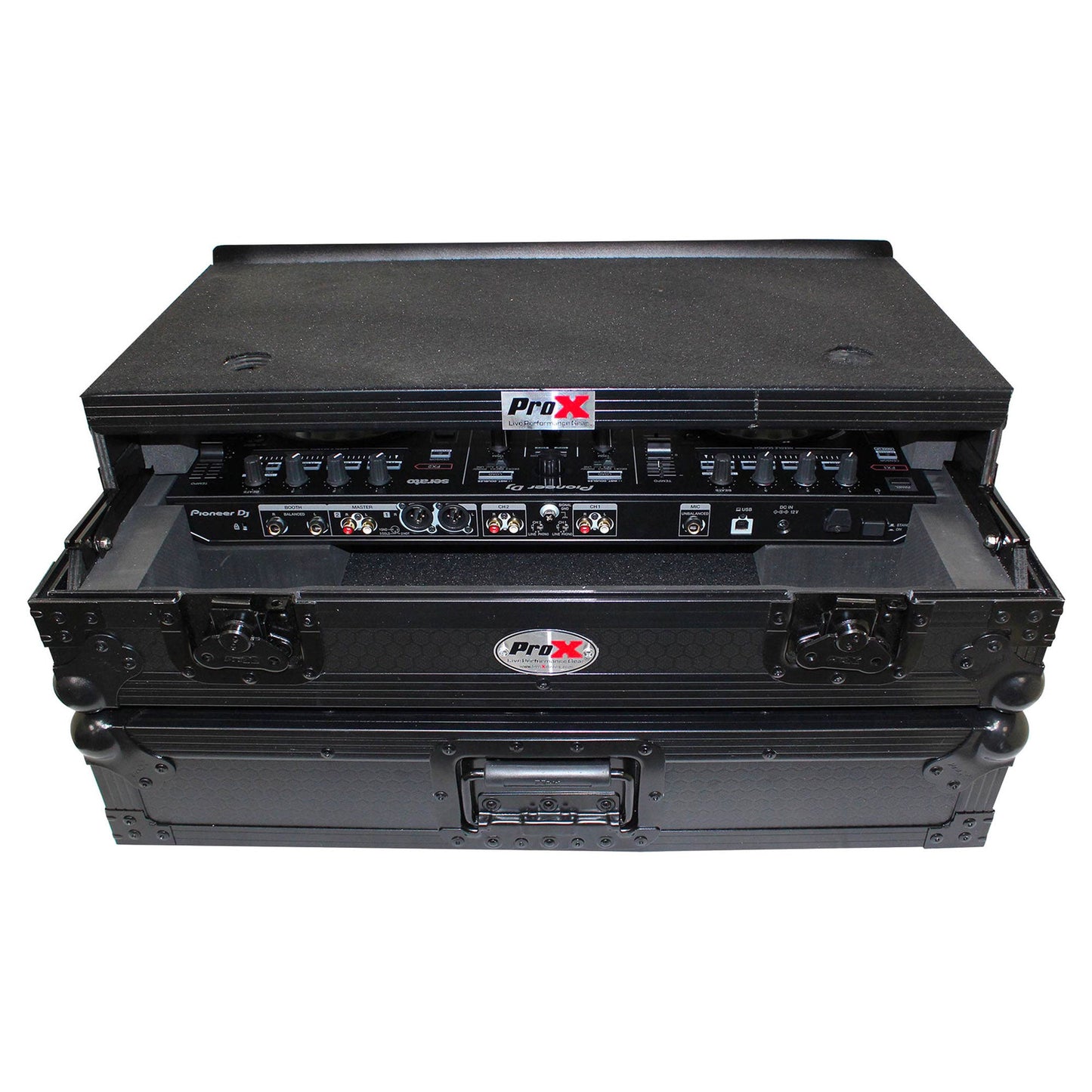 ProX Flight Case for Pioneer DDJ-SR2 Controller with Laptop Shelf and LED Kit (Black-on-Black) (Open Box)