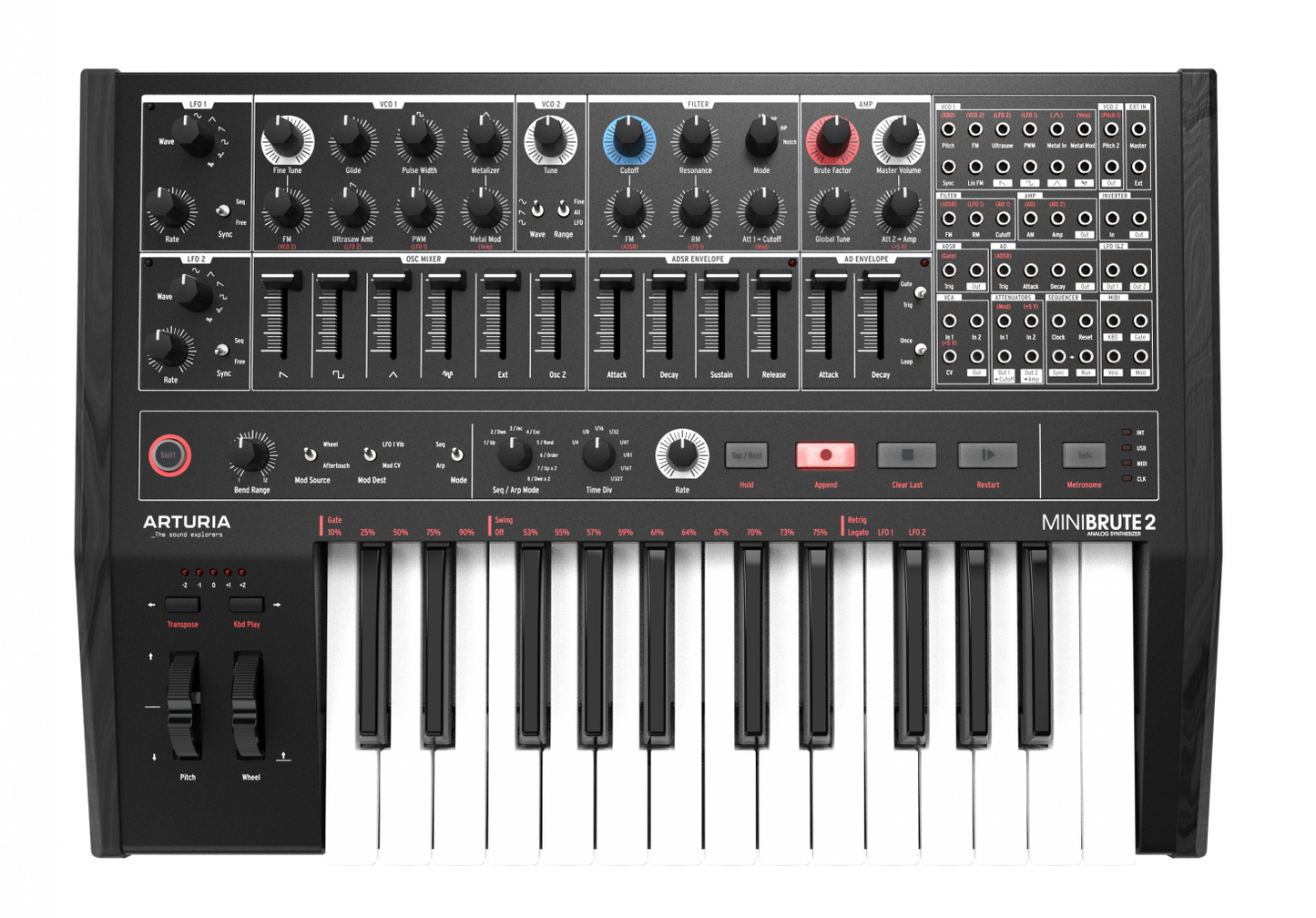 Arturia MiniBrute 2 Special Edition Noir Semi-Modular Monophonic Analog Synthesizer (Black)