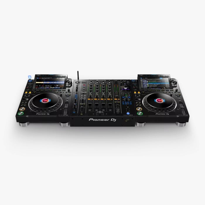 Pioneer DJ CDJ-3000 High-Resolution Pro-DJ Multiplayer (Black) + Pioneer DJ DJM-A9 4-Channel Digital Pro-DJ Mixer with Bluetooth (Black) - Flagship DJ System Bundle