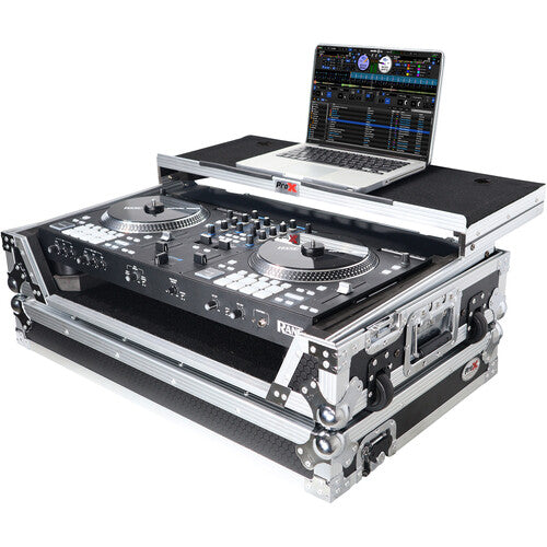 ProX Flight Case with Laptop Shelf, 1 RU Rackspace & Wheels for RANE ONE (Silver on Black)