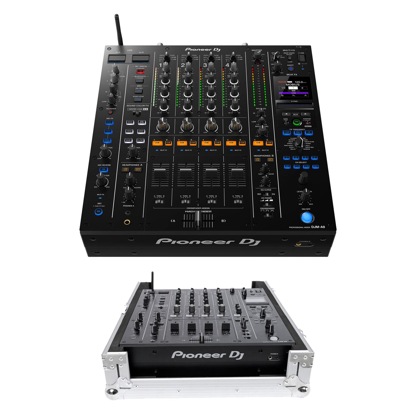 Pioneer DJ DJM-A9 4-Channel Digital Pro-DJ Mixer + Headliner Los Angeles Headliner Flight Case