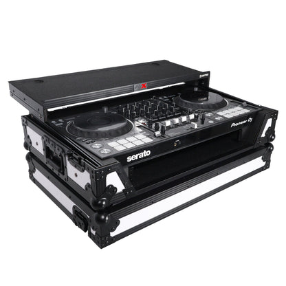 ProX ATA Flight Case for Pioneer DDJ-1000 FLX6 SX3 DJ Controller with Laptop Shelf 1U Rack Space and Wheels - White Black