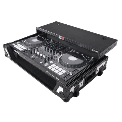 ProX ATA Flight Case for Pioneer DDJ-1000 FLX6 SX3 DJ Controller with Laptop Shelf 1U Rack Space and Wheels - White Black