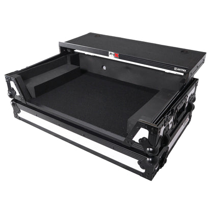 ProX ATA Flight Case for Pioneer DDJ-1000 FLX6 SX3 DJ Controller with Laptop Shelf 1U Rack Space and Wheels - White Black