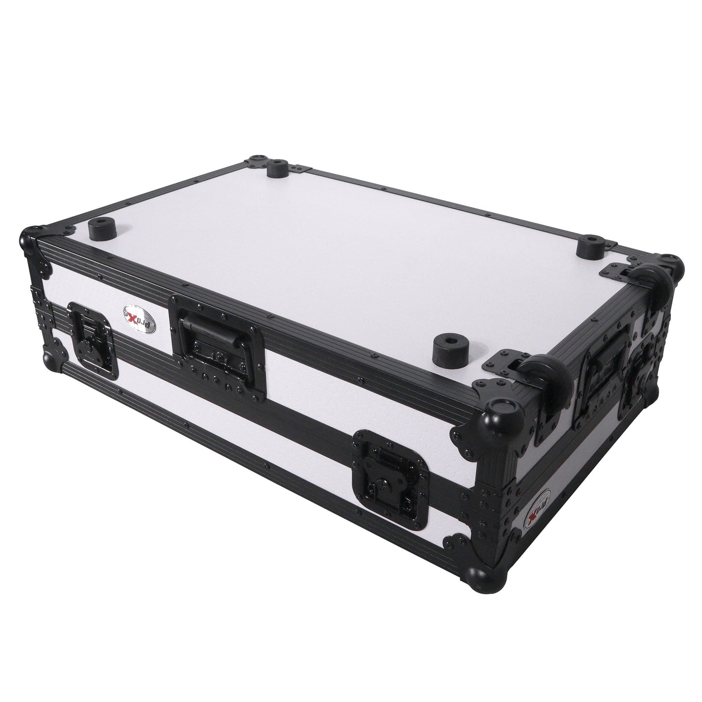 ProX ATA Flight Case for Pioneer DDJ-1000 FLX6 SX3 DJ Controller with Laptop Shelf 1U Rack Space and Wheels - White Black
