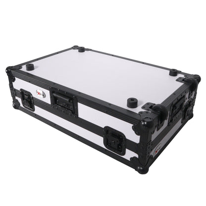 ProX ATA Flight Case for Pioneer DDJ-1000 FLX6 SX3 DJ Controller with Laptop Shelf 1U Rack Space and Wheels - White Black