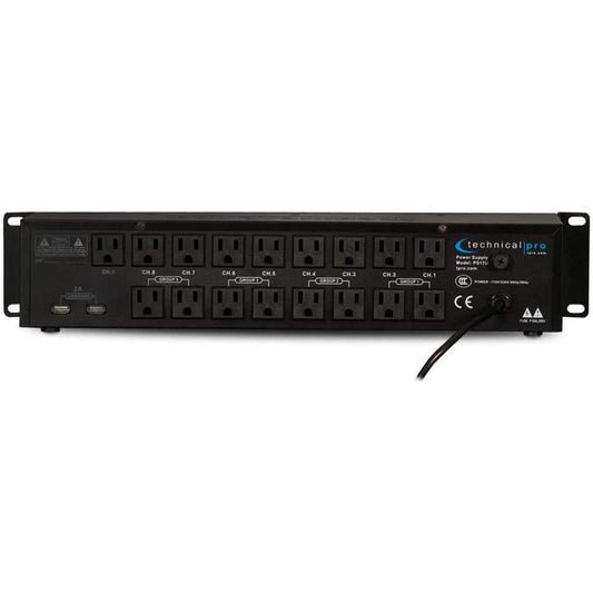 Technical Pro 1800 Watts Rack Mount 17 Outlet Power Supply Surge Protector