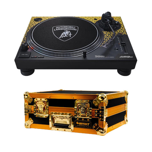 Technics SL-1200M7B Direct Drive Turntable + Odyssey Limited Edition Gold Turntable Flight Case