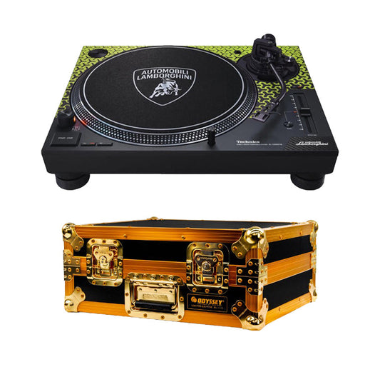Technics SL-1200M7B Direct Drive Turntable + Odyssey Limited Edition Gold Turntable Flight Case