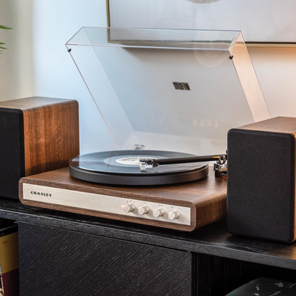 Crosley C65A-WAGL 2-Speed Vinyl Record Player Turntable with 50W Speakers, Walnut