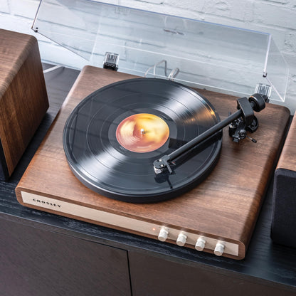Crosley C65A-WAGL 2-Speed Vinyl Record Player Turntable with 50W Speakers, Walnut