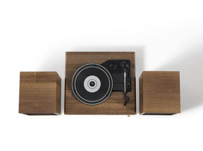 Crosley CR7019A-WA Alto 3-Speed Turntable Shelf System with Bluetooth, FM Radio, and Matching Stereo Speakers, Walnut