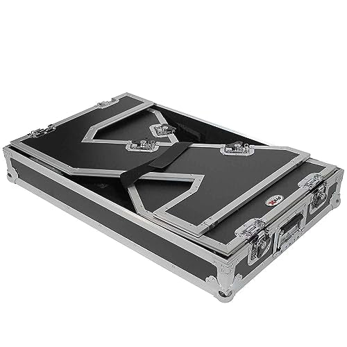 ProX DJ Z-Table Junior Compact Workstation Flight Case with Table and Wheels (Silver on Black)