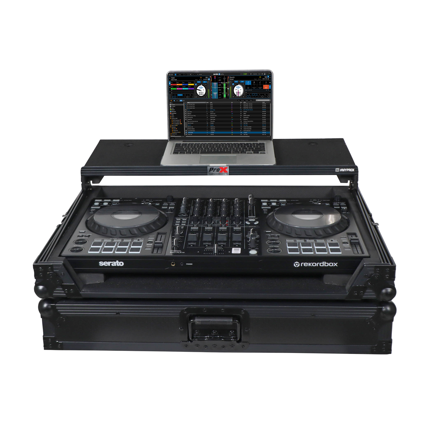 ProX Flight Style Road Case Black Finish Slim Case for Pioneer DDJ-FLX10 or DDJ-GRV6
