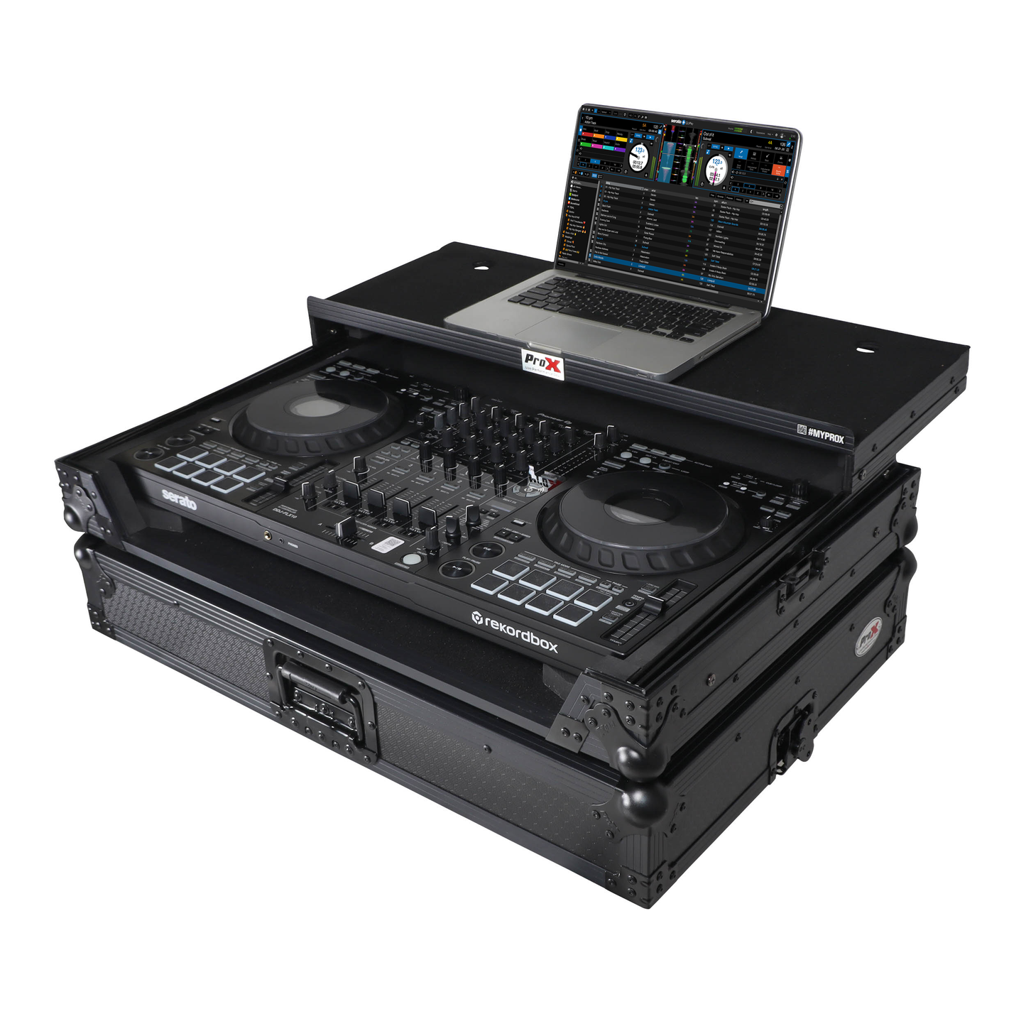 ProX Flight Style Road Case Black Finish Slim Case for Pioneer DDJ-FLX10 or DDJ-GRV6