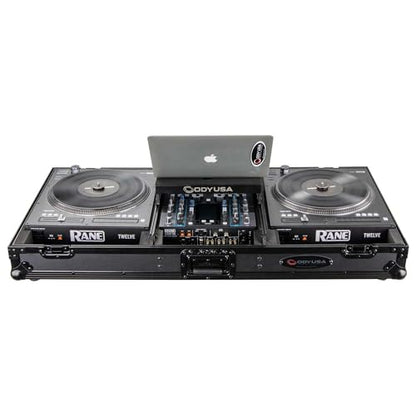 Odyssey DJ Battle Coffin for Rane Twelve and Seventy-Two with Glide Platform (Black Label, All Black)