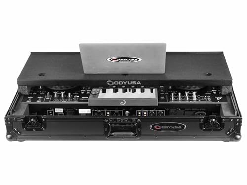 Odyssey Black Label Flight Case for AlphaTheta XDJ-AZ with Glide-Style Platform and Roller Wheels (All Black)