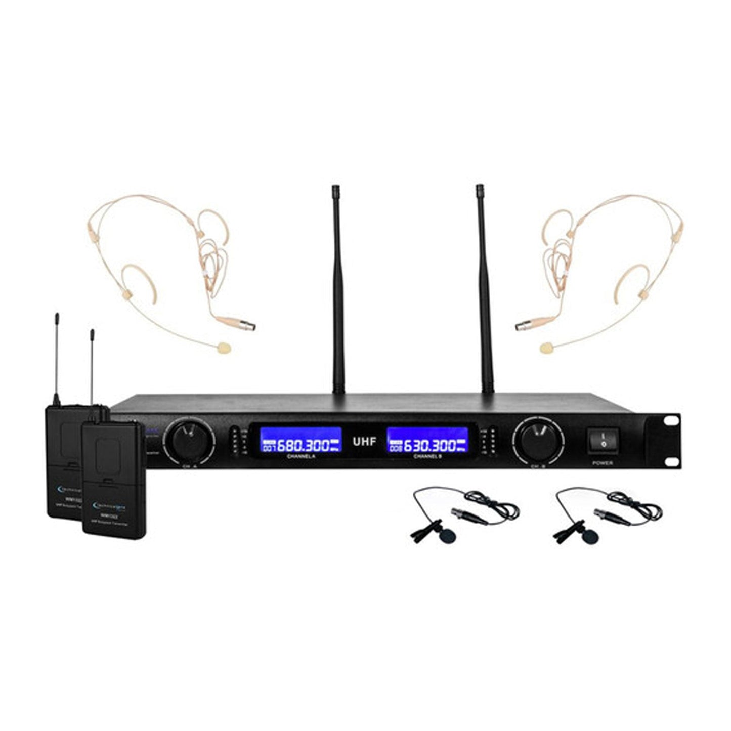 Technical Pro WM1352 2-Person Wireless Combo Microphone System (UHF: 509.8 to 556.5 MHz) (Open Box)