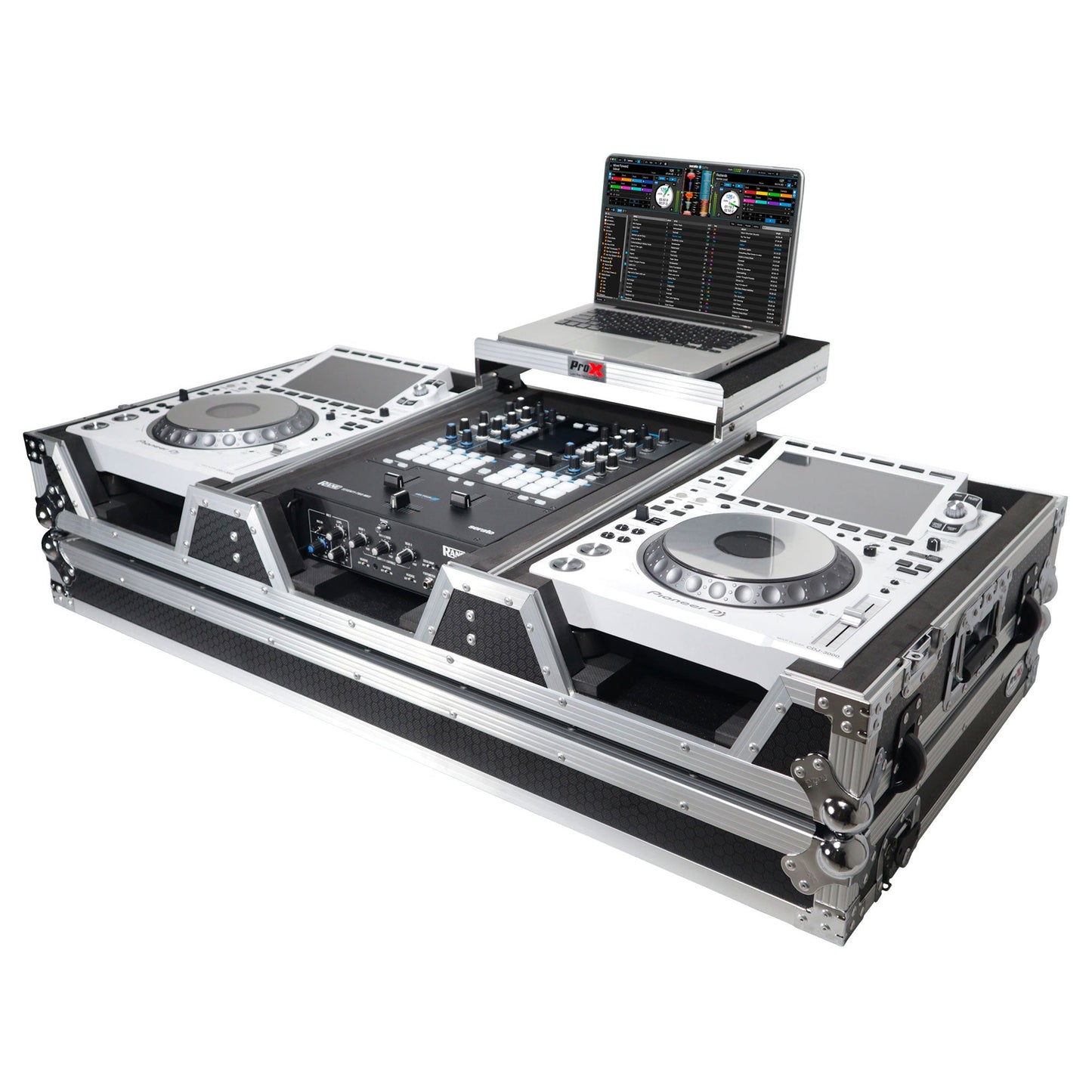 ProX XS-CDM3000WLT DJ Coffin Flight Case for Pioneer Mixer DJM-900NXS2 and 2x CDJ-3000 with Wheels and Laptop Shelf