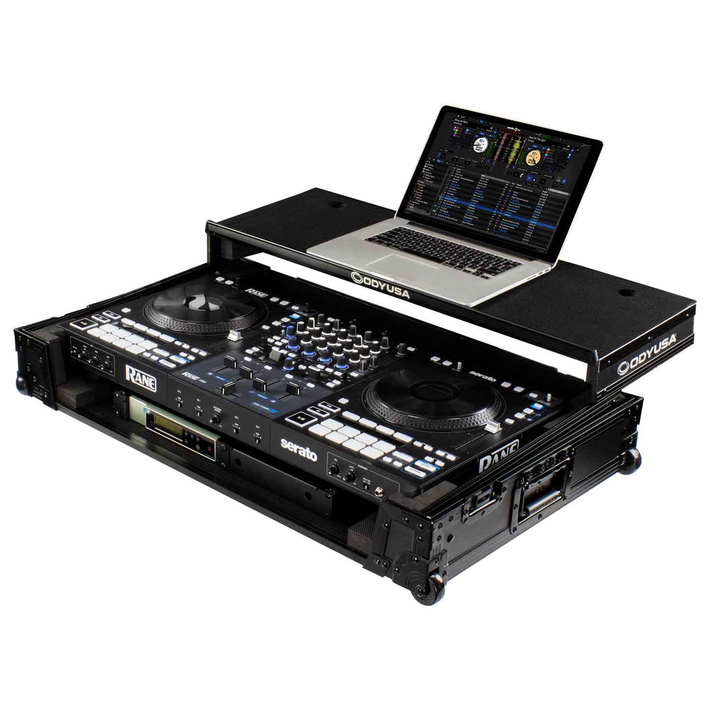RANE FOUR Black Label 1U Flight Case with Glide Style Laptop Platform and Wheels