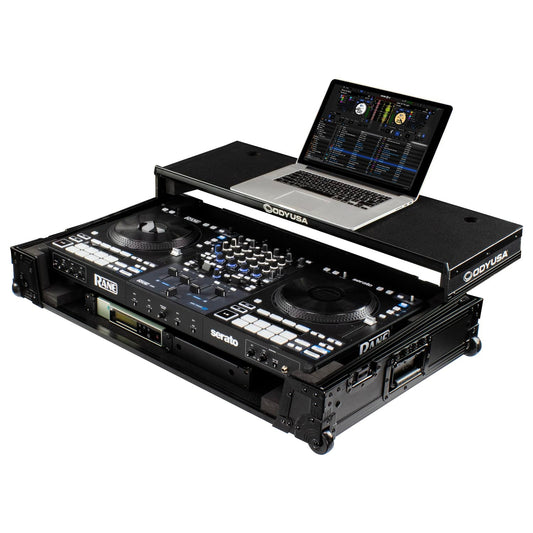RANE FOUR Black Label 1U Flight Case with Glide Style Laptop Platform and Wheels