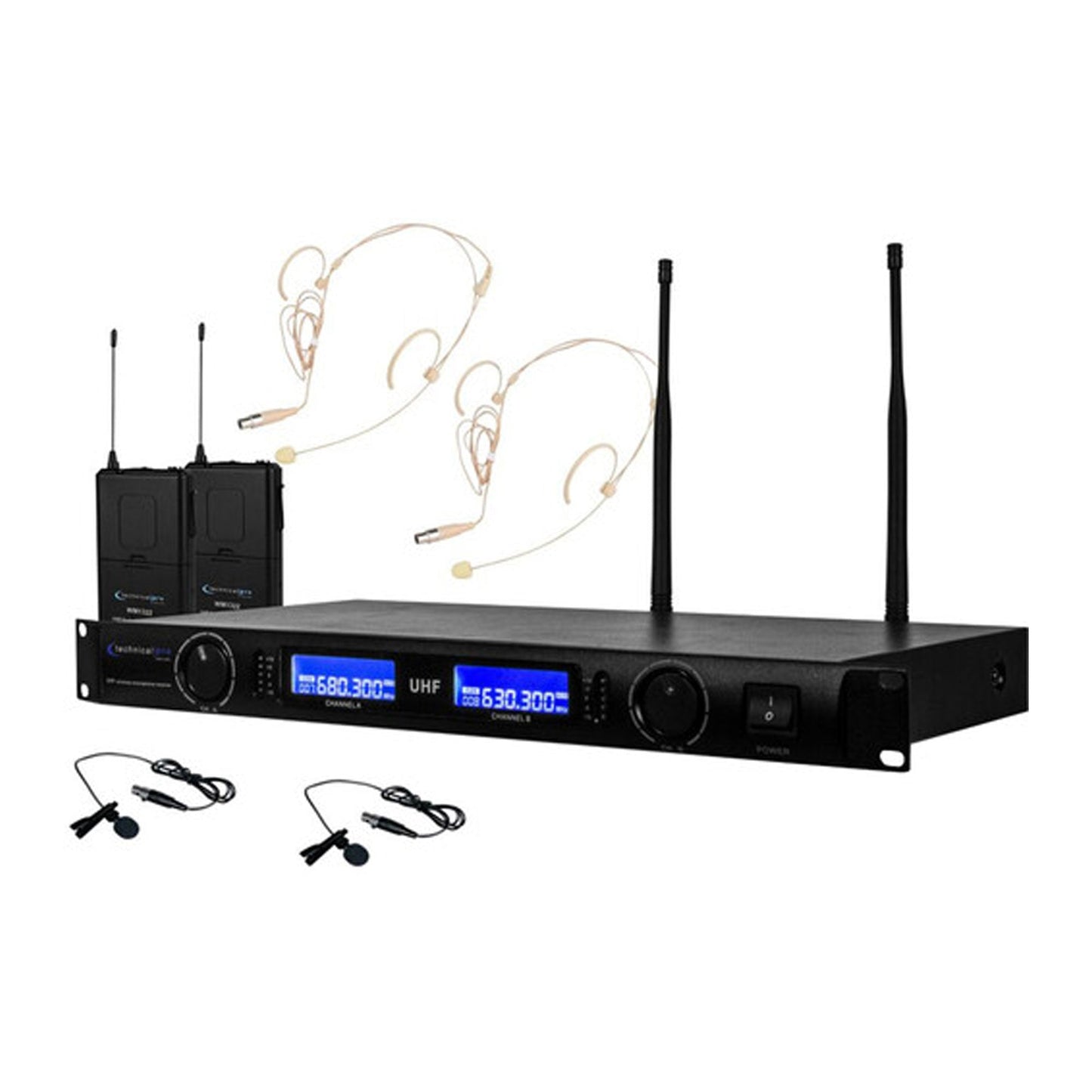 Technical Pro WM1352 2-Person Wireless Combo Microphone System (UHF: 509.8 to 556.5 MHz) (Open Box)