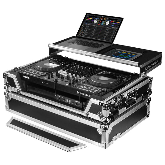 Odyssey FZGSFLX10W1M 1U Flight Case with Glide Style Laptop Platform and Wheels for Pioneer DDJ-FLX10