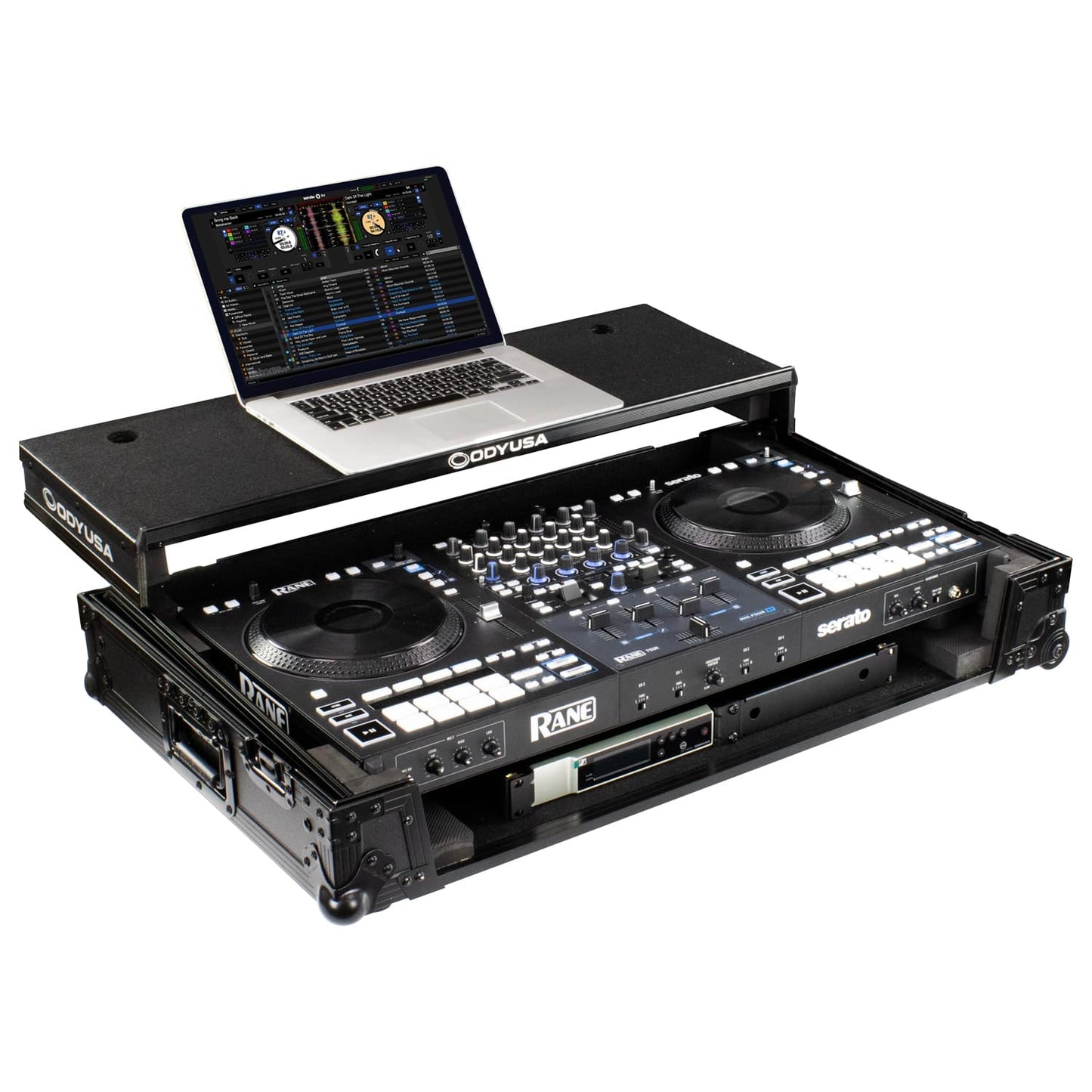 RANE FOUR Black Label 1U Flight Case with Glide Style Laptop Platform and Wheels (Open Box)