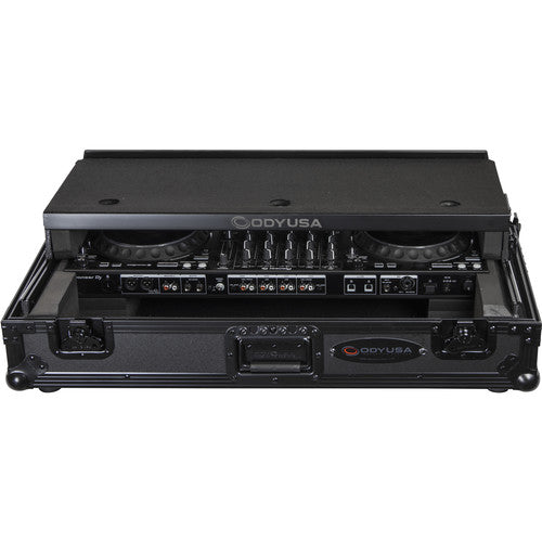 Odyssey Black Label Glide Style Case with 1 RU Bottom Rack for Pioneer DDJ-1000 (Black)