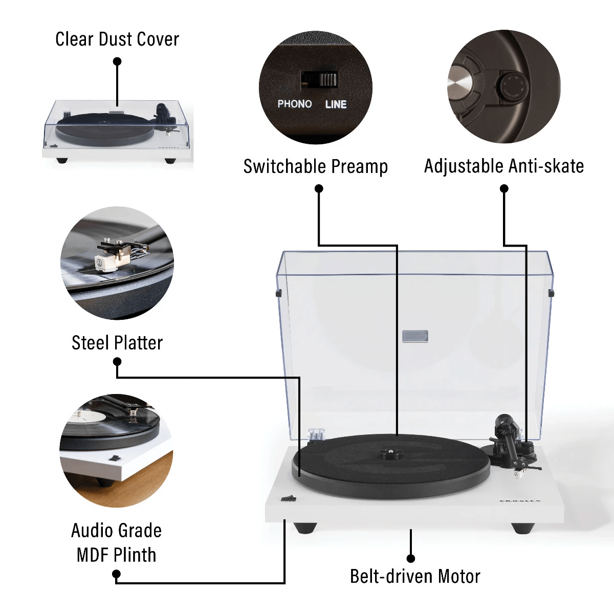 Crosley BALLANTINE'S X RZA C6 Record Player, White (Open Box)