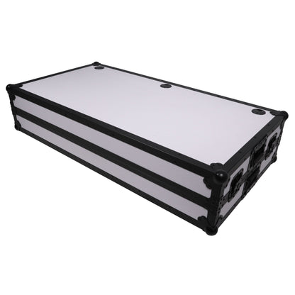 ProX Folding DJ Table Mobile Workstation Flight Case Style with Handles and Wheels - Black White Finish (Open Box)