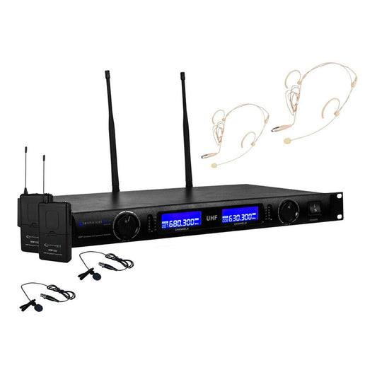Technical Pro WM1352 2-Person Wireless Combo Microphone System (UHF: 509.8 to 556.5 MHz) (Open Box)